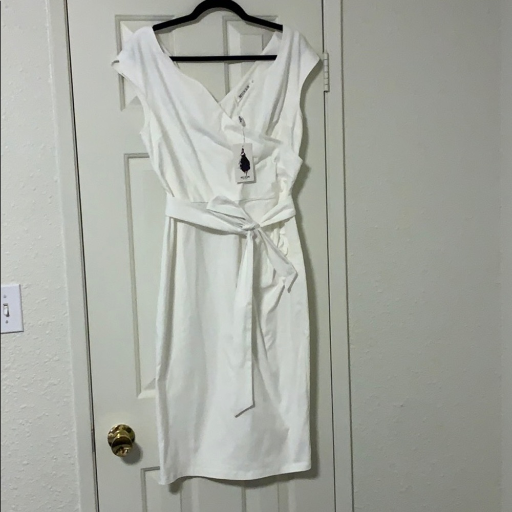 Muxxn White Dress with Tie Belt